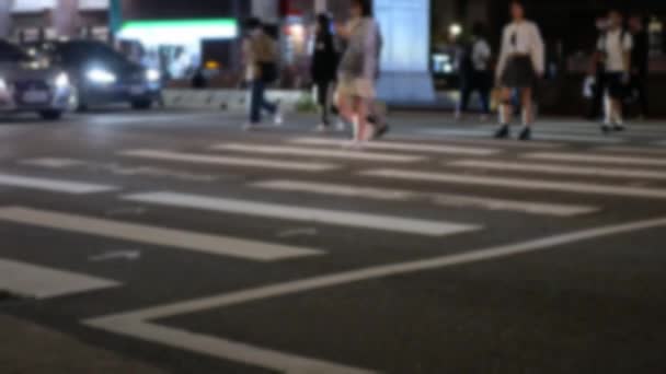 Blur Out Focusing Low Angle View Asphalt Street Zebra Crossing — Stock Video