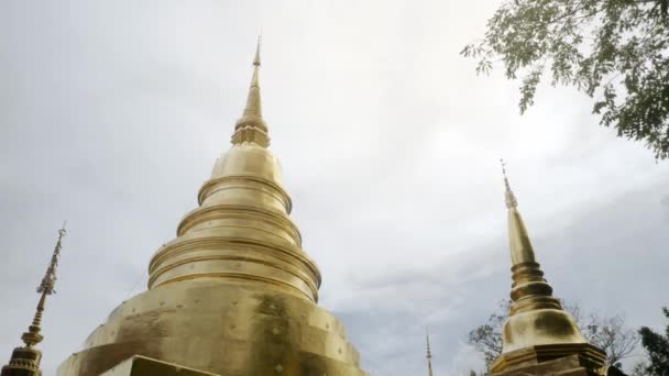 Bela Vista Dentro Templo Wat Phra Singha Com Pagode Brilho — Vídeo de Stock