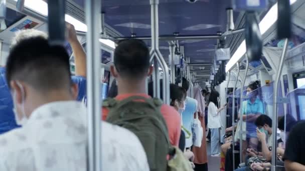 November 2022 Bangkok Thailand Tåg Pendlare Bts Skytrain Bil Medan — Stockvideo