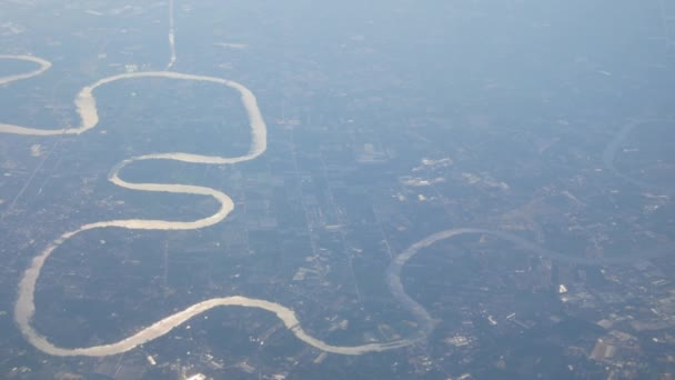 Vista Del Paisaje Del Río Bangkok Desde Avión Tripulado Volar — Vídeo de stock