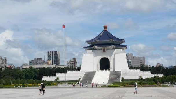 타이페이시 대만의 기념관 Chiang Kai Shek Memorial Hall 화창한 패노라마 — 비디오
