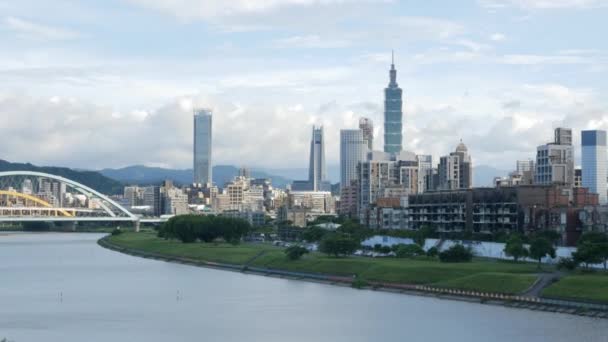 Vista Horizontal Del Paisaje Ciudad Capital Taipéi Taiwán Con Edificio — Vídeos de Stock