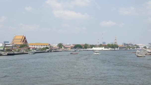 Panorama Landscape View Chaopraya River River Water Boat Transportation Background — Video Stock