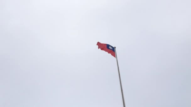 Flag Taiwan Waving Wind Sky Sun Background Taiwan Flag Vide — Video