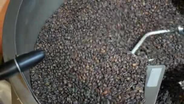 Closeup Επιλεκτική Εστίαση Άποψη Των Αρωματικών Καβουρδισμένων Καφέ Φασόλια Καφέ — Αρχείο Βίντεο