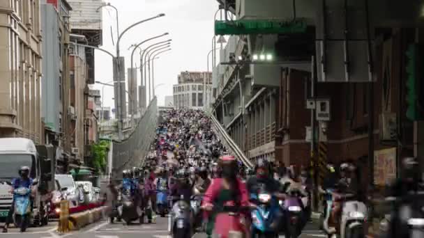 Timelapse Traffic Street View Road Bridge Highway Full Many Motorcycle — Stock Video