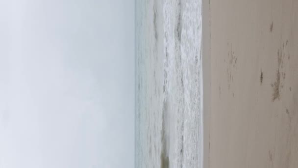 Vertikale Video Von Küste Meer Küste Weißer Sand Glatter Strand — Stockvideo