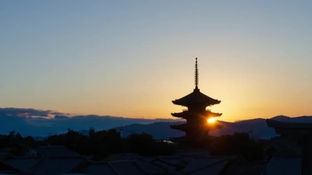 Timelapse Kyoto Město Letecké Panorama Pohled Starověké Yasaka Pagoda Budovy — Stock video
