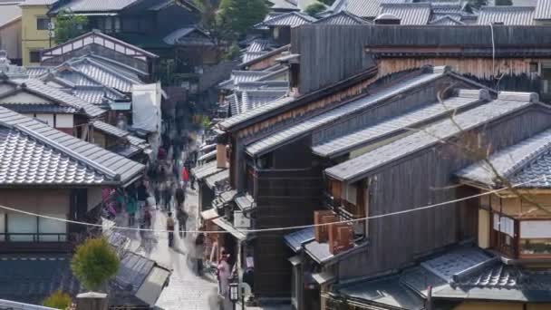 Kyoto Japonya Nın Higashiyama Kentindeki Kiyomizudera Tapınağı Yakınlarındaki Tipik Kyoto — Stok video
