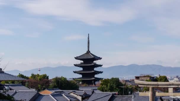 Timelapse Kyoto Město Letecké Panorama Pohled Starověké Yasaka Pagoda Budovy — Stock video