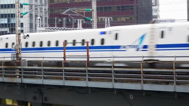 Vista Bala Alta Velocidad Del Tren Público Mientras Mueve Través — Vídeos de Stock