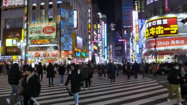 Dezember2019 Tokyo Japan Blick Auf Das Nachtleben Der Shinjuku Kreuzung — Stockvideo
