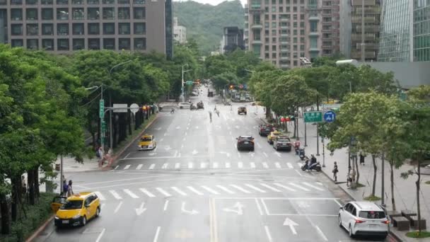 July26 2023 Taipei Taiwan Landscape Street View Intersection Pedestrian Crossing — 图库视频影像