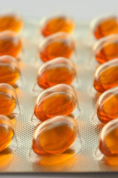 Detail Orange Pills Packaging Isolated Healthcare — Stock Photo, Image