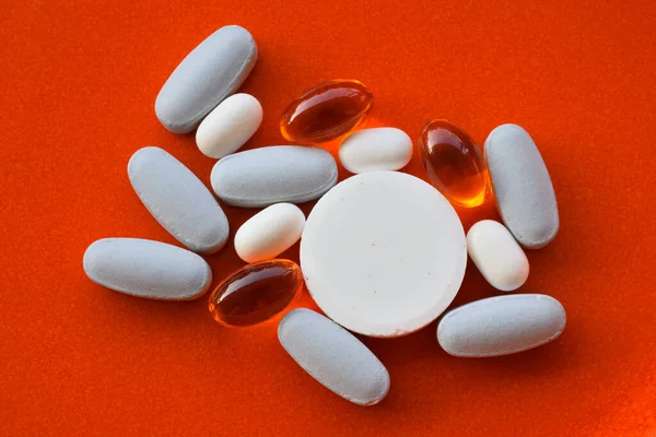 Group Blue White Orange Pills Healthcare — Stock Photo, Image
