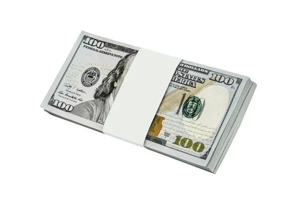 Money Stacks Dollar Bundels Geïsoleerd Witte Achtergrond Stockafbeelding