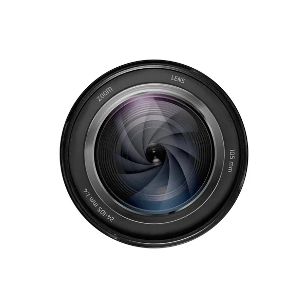 Professionele Optische Lens Voor Moderne Camera Geïsoleerd Een Witte Achtergrond Rechtenvrije Stockfoto's