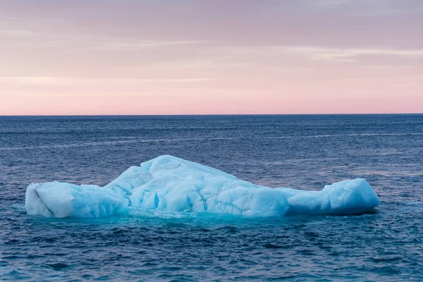 海の波と一緒に移動する美しい沿岸氷山 これらの氷山は 春と初夏のニューファンドランドとラブラドール海岸線に沿って一般的です — ストック写真