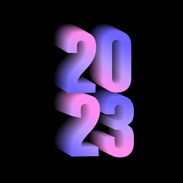 Рік 2023 Календарна Дата Ілюстрація Рожево Фіолетовому Кольорі Чорному Фоні — стоковий вектор