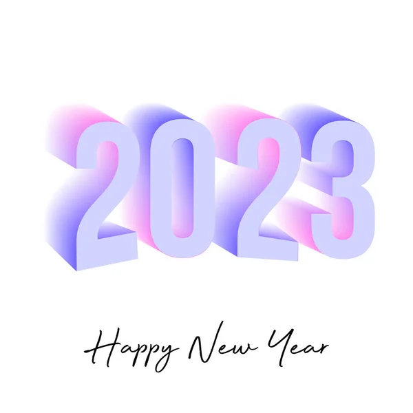 Szczęśliwego Nowego Roku 2023 Data Kalendarzowa Ilustracja Różowy Fioletowy Kolor — Wektor stockowy
