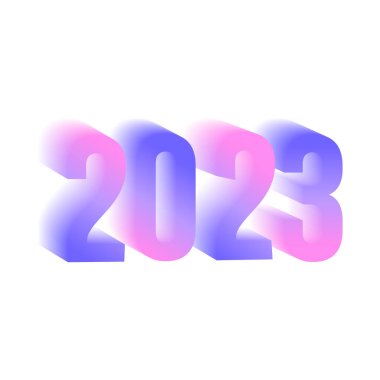 Yeni yıl 2023 takvim tarihi resimleme pembe menekşe rengi.