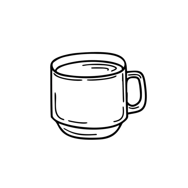 Cofee Oder Teetasse Doodle Stil Isoliert Auf Weiß — Stockvektor