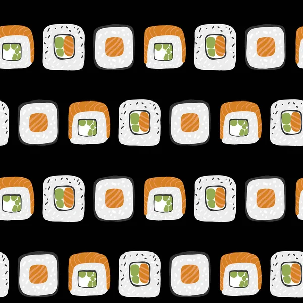 Modello Senza Cuciture Con Variazione Sushi Roll Set Illustrazione Sfondo — Vettoriale Stock