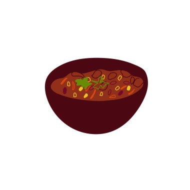 Mexican food Chili Con Carne illustration isolated on white background.