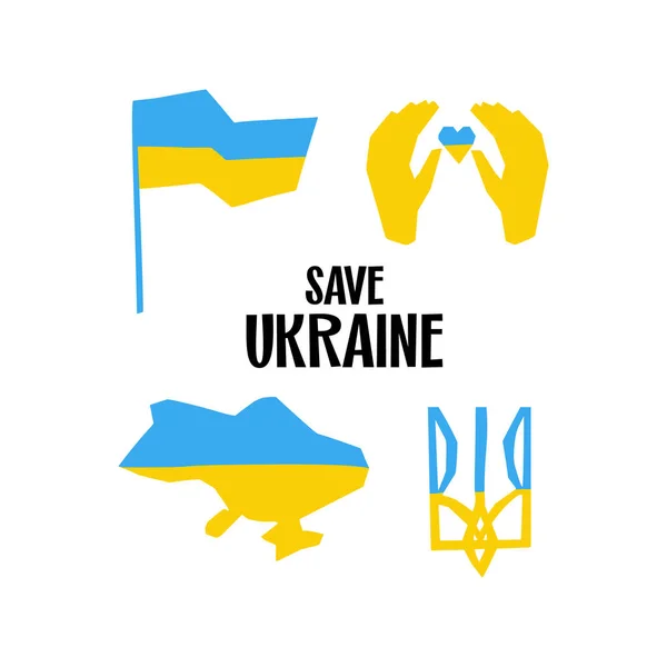Ukraine National Sumbol Flag Map Coat Arms Illustration Cutting Style — Stockový vektor