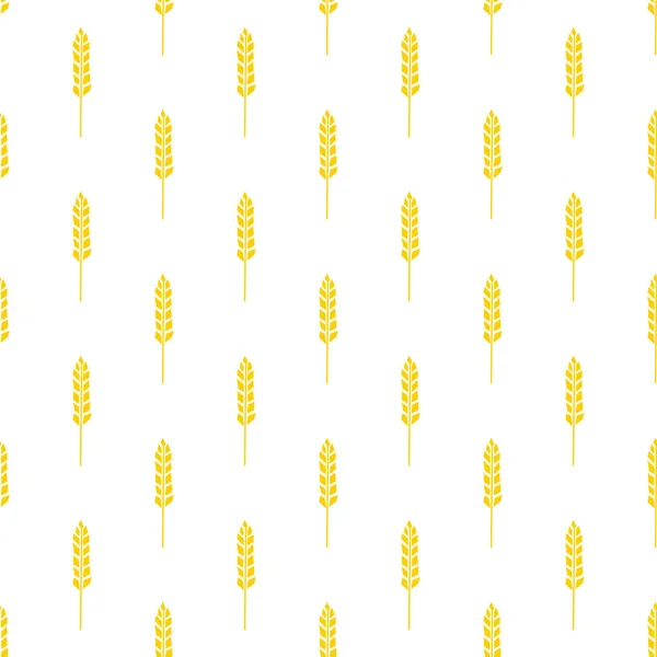 Seamless Pattern Spikelet Wheat Illustration Cutting Style Yellow Color White — Vetor de Stock