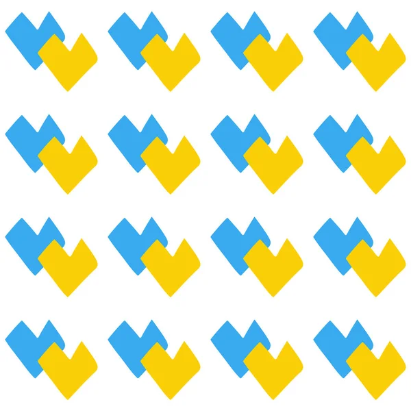 Безшовний Візерунок Фігурами Серця Україна Національний Синій Жовтий Колір Білому — стоковий вектор