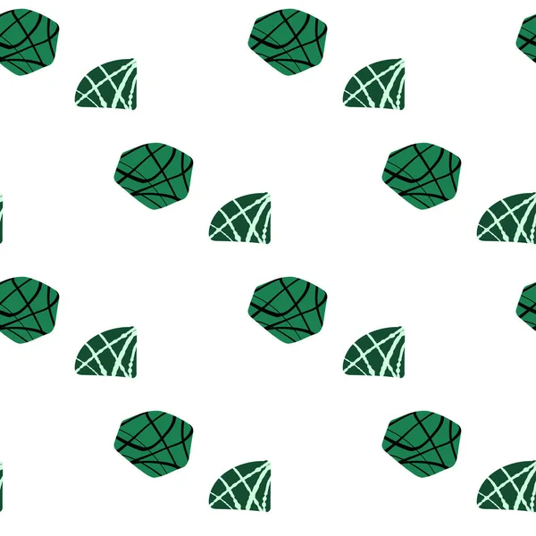 Naadloos Patroon Met Abstracte Textuurvorm Groene Kleur Witte Achtergrond — Stockvector