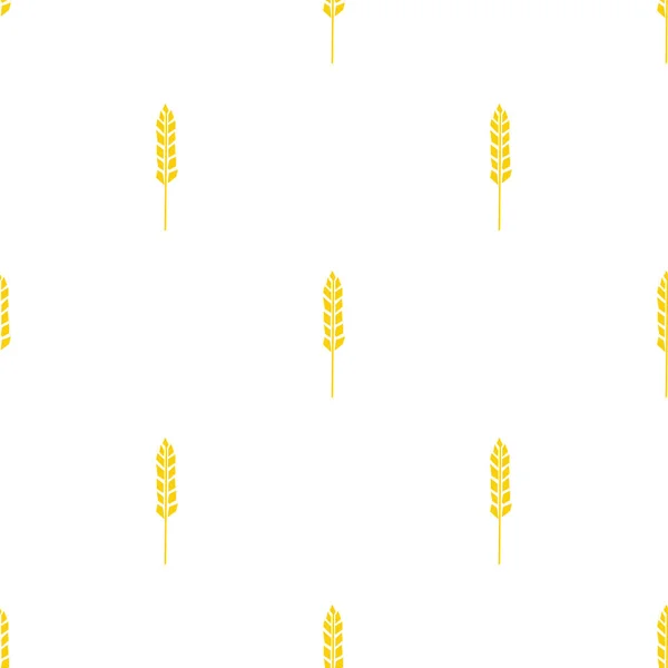 Seamless Pattern Spikelet Wheat Illustration Cutting Style Yellow Color White — Stock Vector