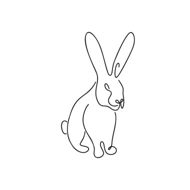 Beyaz üzerinde izole edilmiş sanat tarzında tavşan çizimi.