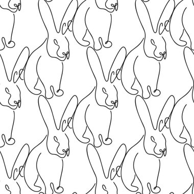 Tavşanların bembeyaz üzerine çizgi halinde resmedildiği kusursuz desen.