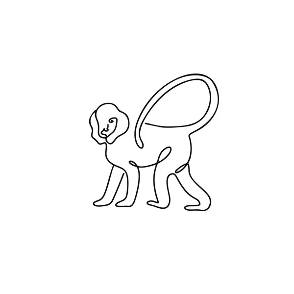 Monkey Illustration Line Art Style Isolated White — Stock Vector