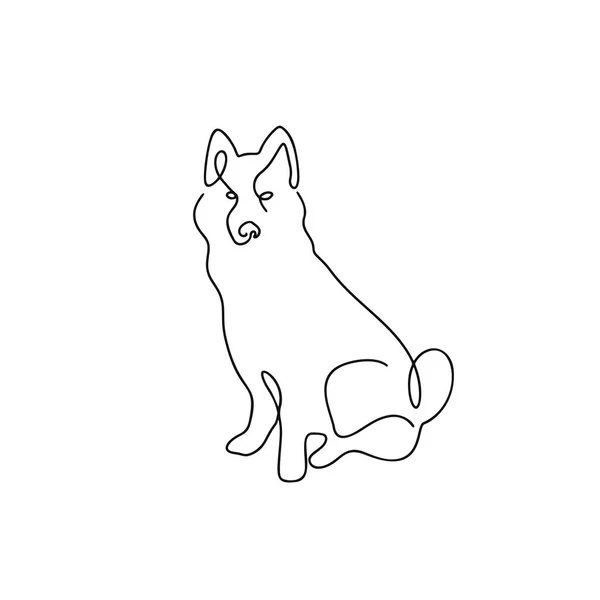 Hund Illustration Linje Konst Stil Isolerad Vitt — Stock vektor
