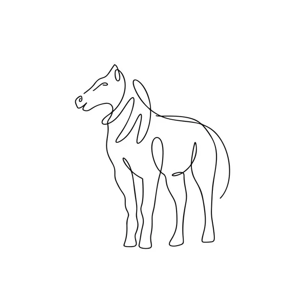 Häst Illustration Linje Konst Stil Isolerad Vitt — Stock vektor