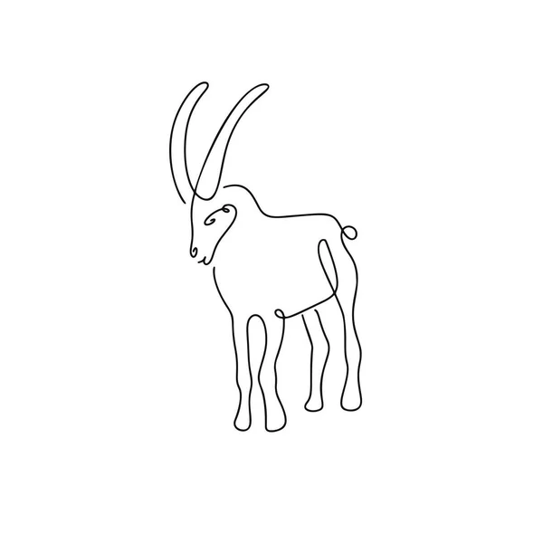 Illustration Chèvre Dans Style Line Art Isolé Sur Blanc — Image vectorielle