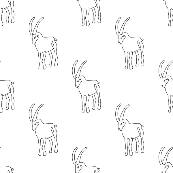 Patrón Sin Costuras Con Ilustración Cabras Estilo Arte Línea Sobre — Archivo Imágenes Vectoriales
