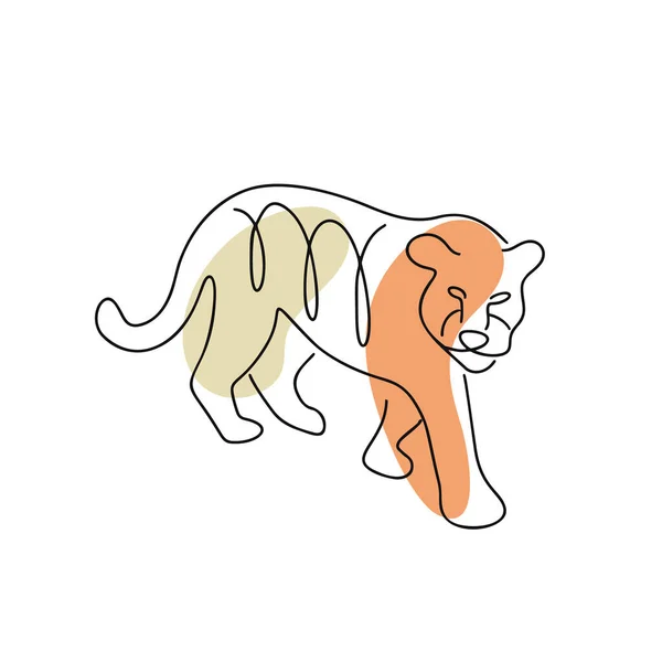 Chinesisches Tierkreiszeichen Tiger Illustration Linie Kunststil Mit Boho Farbe Isoliert — Stockvektor