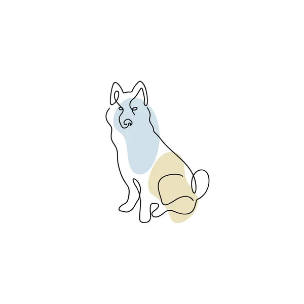 Kinesiska Zodiac Symbol Hund Illustration Linje Konst Stil Med Boho — Stock vektor
