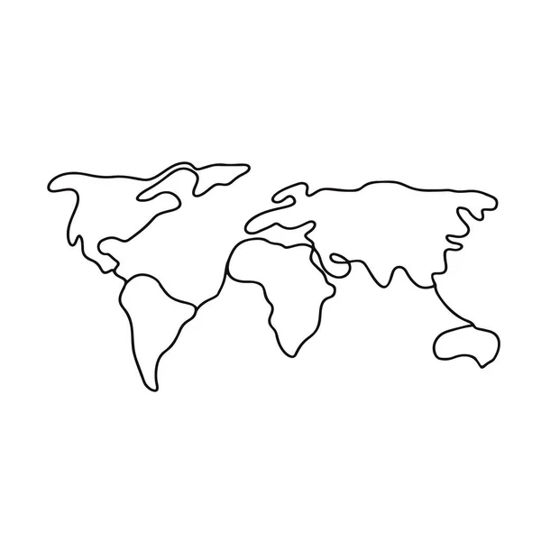 白に隔離された線画の世界地図イラスト — ストックベクタ