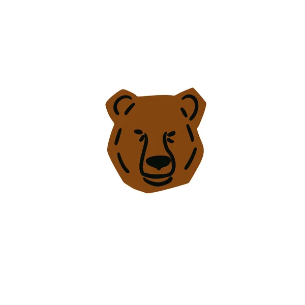 Ilustracja Głowy Niedźwiedzia Minimalistycznym Stylu Cięcia Izolowane Białym — Wektor stockowy