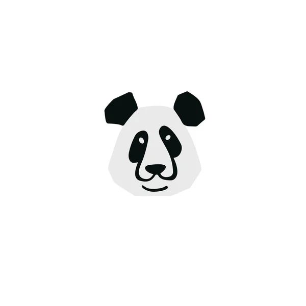 Panda Niedźwiedź Głowa Ilustracja Minimalistycznym Stylu Cięcia Izolowane Białym — Wektor stockowy