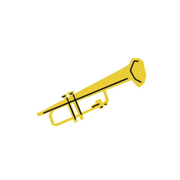 Ilustração Trombeta Instrumento Musical Estilo Corte Isolado Sobre Fundo Branco — Vetor de Stock