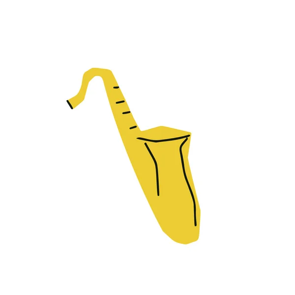 Ilustração Instrumento Musical Saxofone Estilo Corte Isolado Sobre Fundo Branco — Vetor de Stock