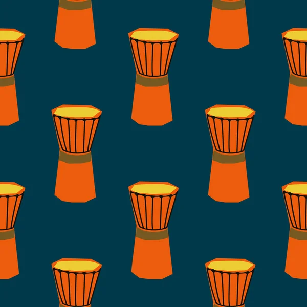 Płynny Wzór Ilustracją Instrumentu Muzycznego Bębna Stylu Cięcia Pomarańczowy Kolor — Wektor stockowy