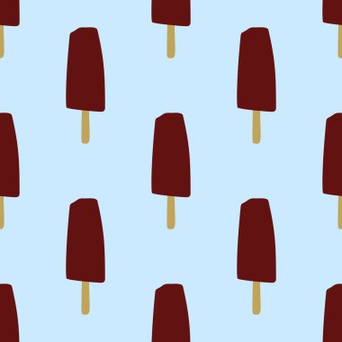 Mavi zemin üzerinde dondurma çizimi olan pürüzsüz desen.