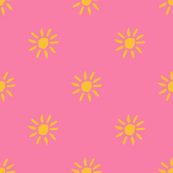 Nahtloses Muster Mit Sonnenabbildung Auf Rosa Hintergrund — Stockvektor